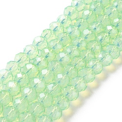 Baking Paint Transparent Glass Beads Strands, Imitation Opalite, Faceted, Round, Light Green, 6x5mm, Hole: 1.3mm, about 80~85pcs/strand, 38~40cm(DGLA-A034-J6MM-D02)