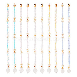 Glass Pearl Beaded Pendant, Tassel, Mixed Color, 139x8mm, Hole: 1.4mm, 2pcs/color(FIND-TA0004-68A)
