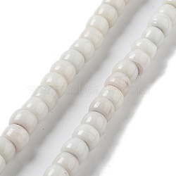 Handmade Lampwork Beads, Column, White, 10.5~11x8~8.5mm, Hole: 3.5mm, about 80pcs/strand, 25.39''(64.5cm)(LAMP-Z008-11G)