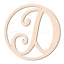 Laser Cut Wooden Wall Sculpture, Torus Wall Art, Home Decor Artwork, Flat Round with Letter, BurlyWood, Letter.D, 310x6mm(WOOD-WH0105-067)