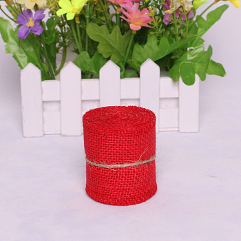 Lace Linen Rolls, Jute Ribbons For Craft Making, Red, 60mm, 2m/roll