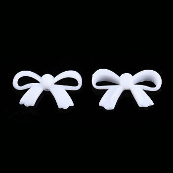 Opaque Acrylic Beads, Bowknot, White, 18x30x5.5mm, Hole: 1.6mm, about 600pcs/500g
