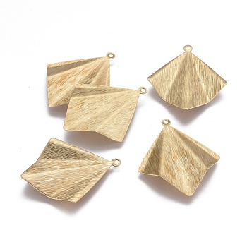 Brass Pendants, Rhombus, Raw(Unplated), 32x26x2.5mm, Hole: 1.5mm