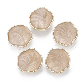 CCB Plastic Shank Buttons, with Enamel, Rose Gold, PeachPuff, 24x23.5x9.5mm, Hole: 3.5mm