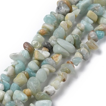 Natural Flower Amazonite Chip Bead Strands, 5~8x5~8mm, Hole: 1mm, about 31.5 inch