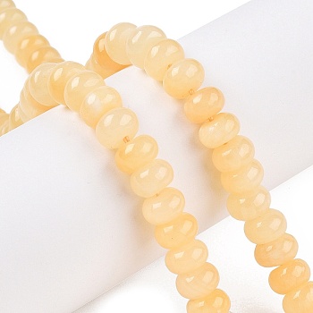 Natural Yellow Jade Beads Strands, Rondelle, 8x5mm, Hole: 1mm, about 40pcs/strand, 7.80''(19.8cm)