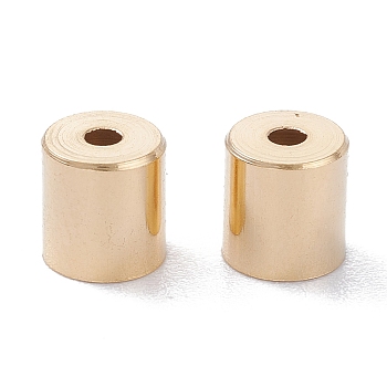 Brass Cord Ends, End Caps, Long-Lasting Plated, Column, Real 24K Gold Plated, 6x5.5mm, Hole: 1.6mm, Inner Diameter: 5mm