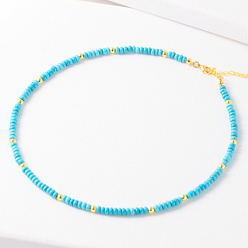 Simple Design Synthetic Turquoise Beaded Necklaces for Women, 