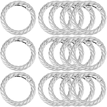 16Pcs Zinc Alloy Spring Gate Rings, Twist Ring, Platinum, 35.5x5mm, Inner Diameter: 25.5mm