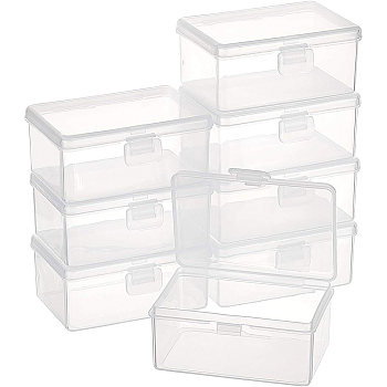 Polypropylene(PP) Plastic Boxes, Bead Storage Containers, with Hinged Lid, Rectangle, White, 5.8x8.35x3.65cm,  Inner Size: 7.7x5.1cm, 8pcs/box