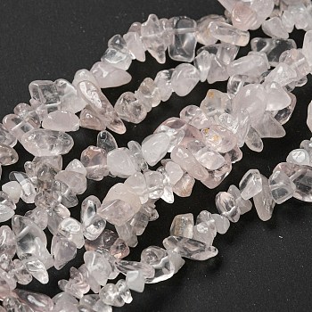 Natural Rose Quartz Chip Beads Strands, 5~8mm, Hole: 0.3mm, about 32~32.5 inch long