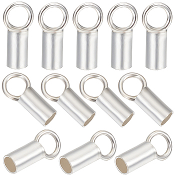 20Pcs 925 Sterling Silver Cord Ends, Silver, 6.5x2mm, Hole: 2mm, Inner Diameter: 1.5mm