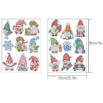 Christmas Themed DIY Diamond Painting Stickers Kits, with Resin Rhinestones, Diamond Sticky Pen, Tray Plate and Glue Clay, Santa Claus, Colorful, 180x130x2mm