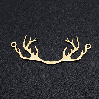 201 Stainless Steel Links connectors, Antlers, Golden, 38x15x1mm, Hole: 1.4mm