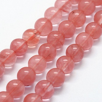Cherry Quartz Glass Beads Strands, Round, 16mm, Hole: 1.5mm, about 24pcs/strand,  14.76 inch(37.5cm)