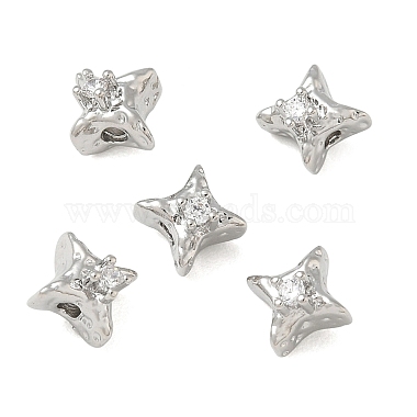 Brass Micro Pave Clear Cubic Zirconia Beads(CU-CBAC675-01P)-1
