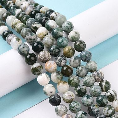 Natural Tree Agate Beads Strands(G-K194-8mm-02)-7