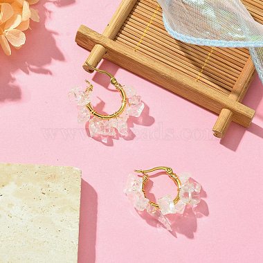 Natural Quartz Crystal Chips Braided Hoop Earrings(EJEW-JE04940-06)-3