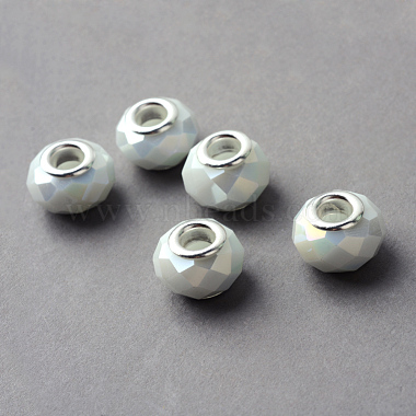 14mm Ivory Rondelle Glass+Brass Core Beads