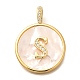 Rack Plating Brass Micro Pave Clear Cubic Zirconia Pendants with Shell(KK-M309-42G-S)-1