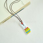 Porcelain Pendant Adjustable Imitation Leather Cord Necklaces for Women, Colorful, Rabbit, 19.69 inch(50cm)(FS-WGE6687-10)