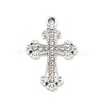 Alloy Rhinestone Pendants, UV Plated, Cross, Platinum, 26.5x17.5x2mm, Hole: 1.8mm(FIND-U026-26P)