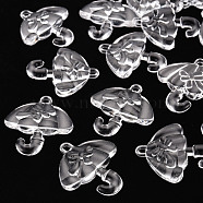 Transparent Acrylic Pendants, Umbrella with Bowknot, Clear, 42.5x38x7.5mm, Hole: 3x3.5mm, about 109pcs/500g(TACR-T024-01B-205)