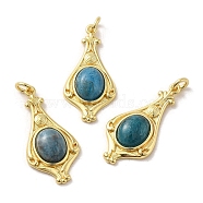Natural Apatite Pendants, Teardrop Charms with Rack Plating Platinum Tone Brass Findings, Cadmium Free & Lead Free, 30x14.5x5.7mm, Hole: 2.7mm(G-C096-03G-08)