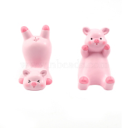 2Pcs 2 Style Cute Pig Resin Mobile Phone Holders, for Desk Cellphone Stand Accessories Office Decor, Pink, 7.3~7.6x4.7~4.9x6.9~7.3cm, 1pc/style(AJEW-GL0001-57)