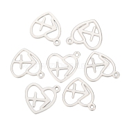 304 Stainless Steel Pendants, Laser Cut, Heart with Constellation, Sagittarius, 15.5x13x0.8mm, Hole: 1.5mm(STAS-I157-07L)