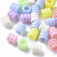 Opaque Polystyrene(PS) Plastic European Groove Beads, Large Hole Beads, Column with Groove, Mixed Color, 7x6.5mm, Hole: 4mm, about 3500pcs/500g(KY-I004-17A)