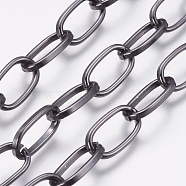 Aluminium Cable Chains, Unwelded, Flat Oval, Gunmetal, 16x8x2mm(X-CHA-F002-03B)