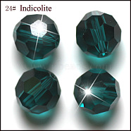 Imitation Austrian Crystal Beads, Grade AAA, Faceted(32 Facets), Round, Teal, 4mm, Hole: 0.7~0.9mm(SWAR-F021-4mm-379)