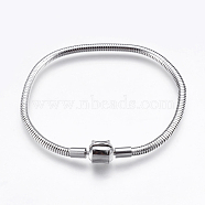 304 Stainless Steel European Style Bracelet Making, with Clasps, Stainless Steel Color, 7-7/8 inch(200mm), 3mm(STAS-E428-08B-P)