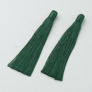 Nylon Tassels Big Pendant Decorations, Dark Green, 120x10mm, Hole: 5mm(HJEW-G010-B09)