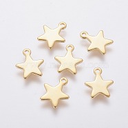 304 Stainless Steel Charms, Star, Real 18K Gold Plated, 10x8x0.8mm, Hole: 1.4mm(X-STAS-L234-069G)