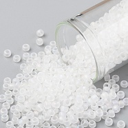 TOHO Round Seed Beads, Japanese Seed Beads, (161F) Transparent AB Frost Crystal, 8/0, 3mm, Hole: 1mm, about 1110pcs/50g(SEED-XTR08-0161F)