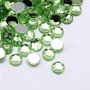 Imitation Taiwan Acrylic Rhinestone Cabochons, Faceted, Half Round, Light Green, 2x1mm, about 10000pcs/bag(GACR-A002-2mm-37)