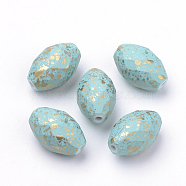 Spray Painted Acrylic Beads, Faceted, Oval, Light Sky Blue, 17x11mm, Hole: 1.5mm(X-ACRP-Q023-01)