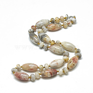 Natural Crazy Agate Beaded Necklaces, with Alloy Lobster Clasps, 18.1 inch~18.5  inch(46~47cm), Oval: 20x10mm(NJEW-S388-20)