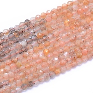 Natural Multi-Moonstone Beads Strands, Faceted, Round, 3mm, Hole: 0.6mm, about 128pcs/strand, 15.16 inch(38.5cm)(G-I279-E13-01)