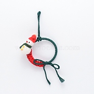 Christmas Theme Cotton Weave Pendant Decorations, Ring with Snowman, for Wedding Festival Party Decoration, Colorful, 220mm(HJEW-TAC0012-04)
