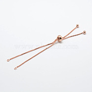 Rack Plating Brass Chain Bracelet Making, Long-Lasting Plated, Slider Bracelets Making, Cadmium Free & Nickel Free & Lead Free, Real Rose Gold Plated, Single Chain Length: about 115~120mm(KK-A142-018RG)