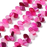 Natural Agate Beads Strands, Dyed & Heated, Top Drilled, Teardrop, Deep Pink, 8x5x3mm, Hole: 0.8~1mm, about 52~55pcs/strand, 7.48~7.87 inch(19~20cm)(G-G021-04A-07)