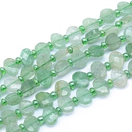 Natural Green Strawberry Quartz Beads Strands, Faceted, Oval, 8~8.5x6~7x3.5~4mm, Hole: 1mm, about 47pcs/strand, 15.35 inch(39cm)(G-L552M-01)