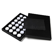 Wood Jewelry Display Case Box with 24 Mini Column Plastic Screw Top Foam Gem Jars, Gemstone Diamond Storage Showcase Tray, Clear, 23x31.2x2.9cm, Box: 3.8x2.2cm, Inner Diameter: 3.25cm(CON-NH0001-04A)