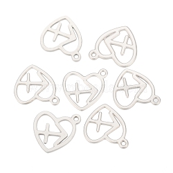 304 Stainless Steel Pendants, Laser Cut, Heart with Constellation, Sagittarius, 15.5x13x0.8mm, Hole: 1.5mm(STAS-I157-07L)