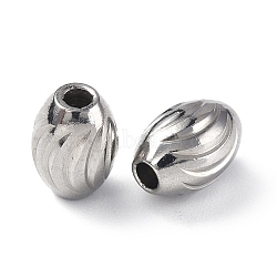 201 Stainless Steel Beads, Barrel, Stainless Steel Color, 8x6mm, Hole: 1.8mm(STAS-G298-07D-P)