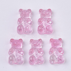 Transparent Resin Cabochons, with Glitter Powder, Two Tone, Bear, Pink, 18x11x8mm(CRES-S303-53-A05)