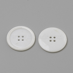 4-Hole Acrylic Buttons, Flat Round, White, 38x4mm, Hole: 3mm(BUTT-Q037-01L)
